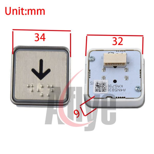 KAS791 A4N58315 Elevator square braille push button with red illumination