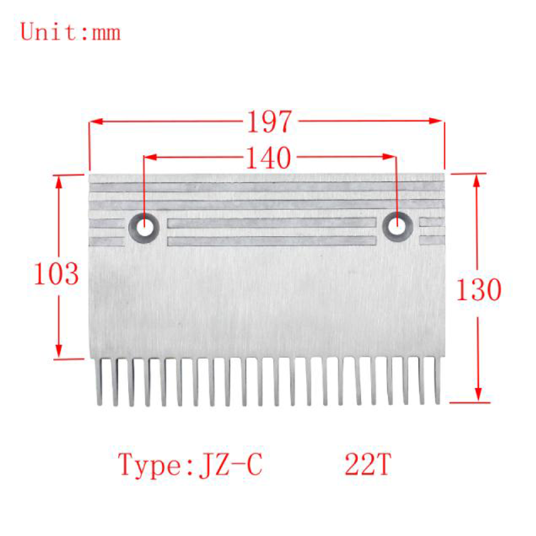 Escalator Aluminum Comb Plate 197*130*22T