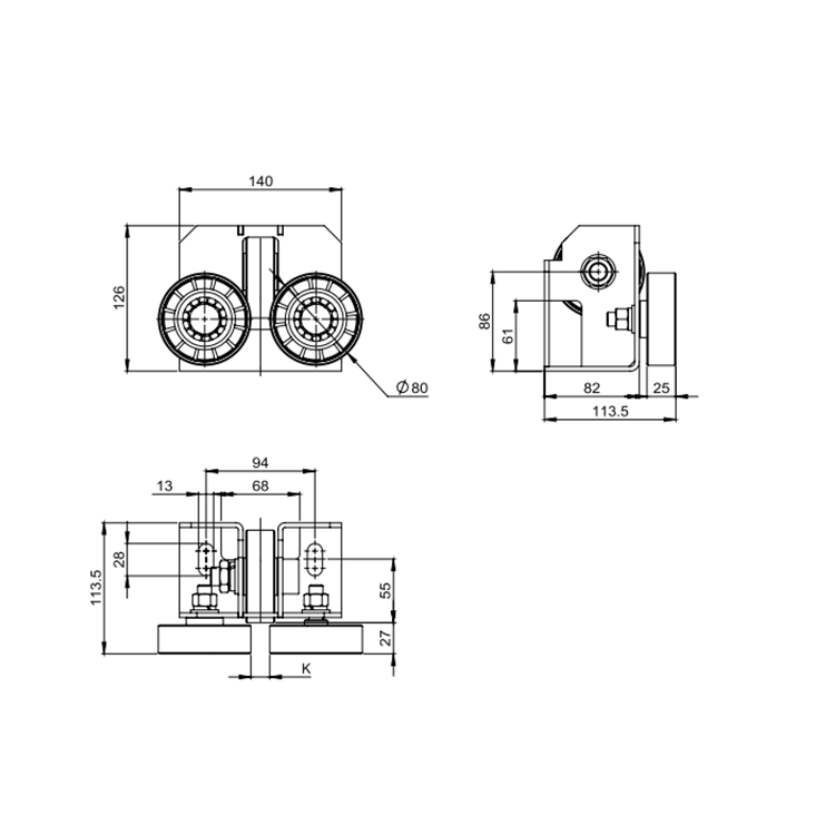 AF-B03C Elevator Lift Roller Guide Shoe With 3 Rollers