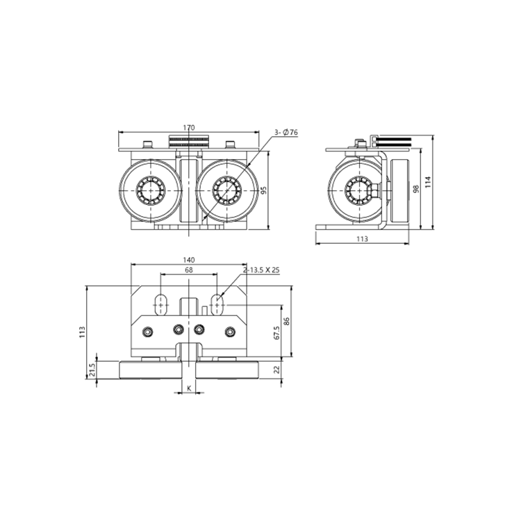 AF-GL09 Elevator Roller Guide Shoe For 9/10/16 mm Guide Rail 