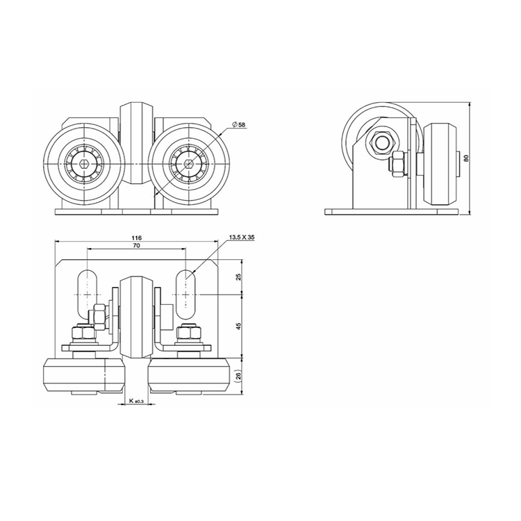 AF-GL1 Elevator Roller Guide Shoe For 5/9/10/16 mm Guide Rail 