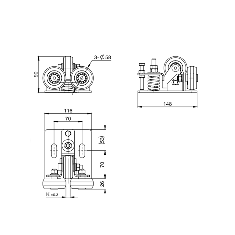 AF-GL2 Elevator Roller Guide Shoe For 5/9/10/16 mm Guide Rail