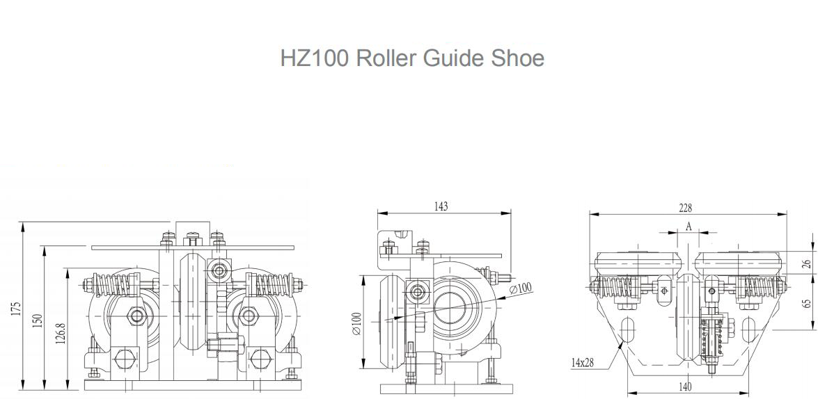 AF-HZ100 Elevator Cabin Roller Guide Shoes