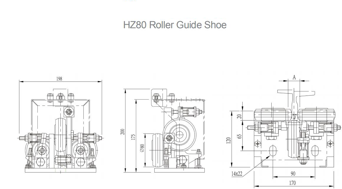 AF-HZ80 Elevator Cabin Roller Guide Shoes