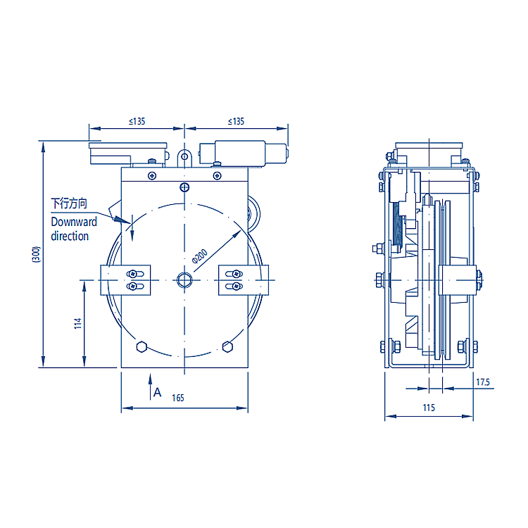 AF-OX-186 Elevator Cabin Bi-directional Overspeed Governor 