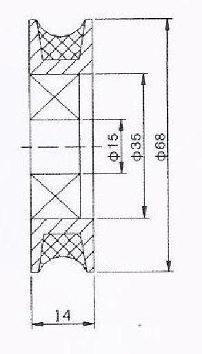 Elevator U-Groove Hanger Roller With Shaft D68x14x6202Z