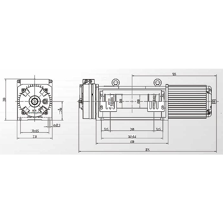 544kg 630kg 0.4m/s Elevator Smooth Belt Roomless Traction Machine