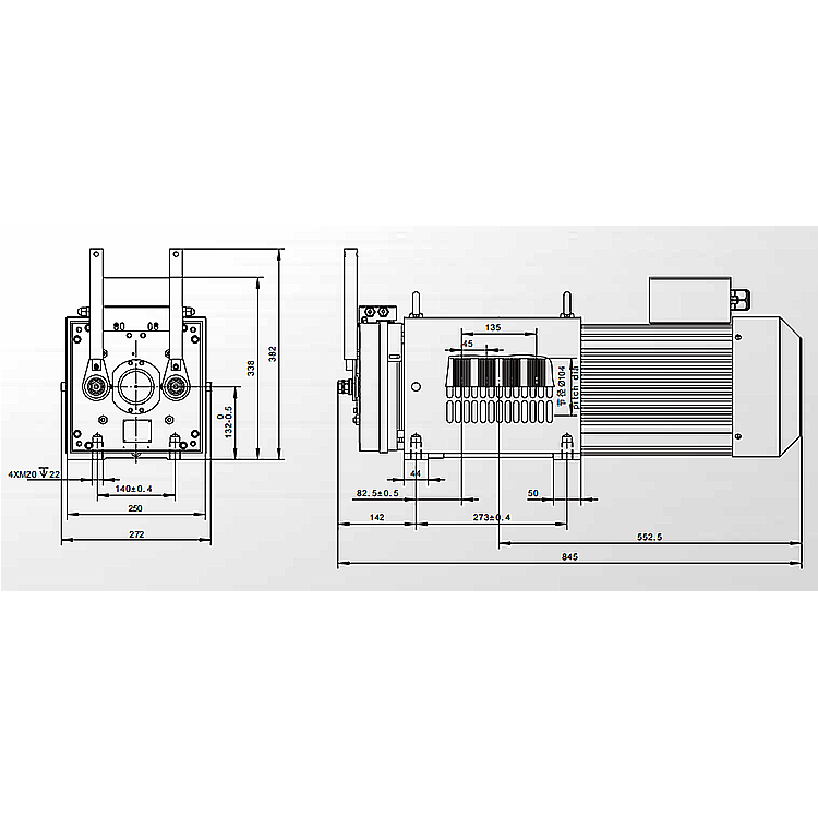 1250kg Elevator Lift Grooved Belt Roomless Traction Machine