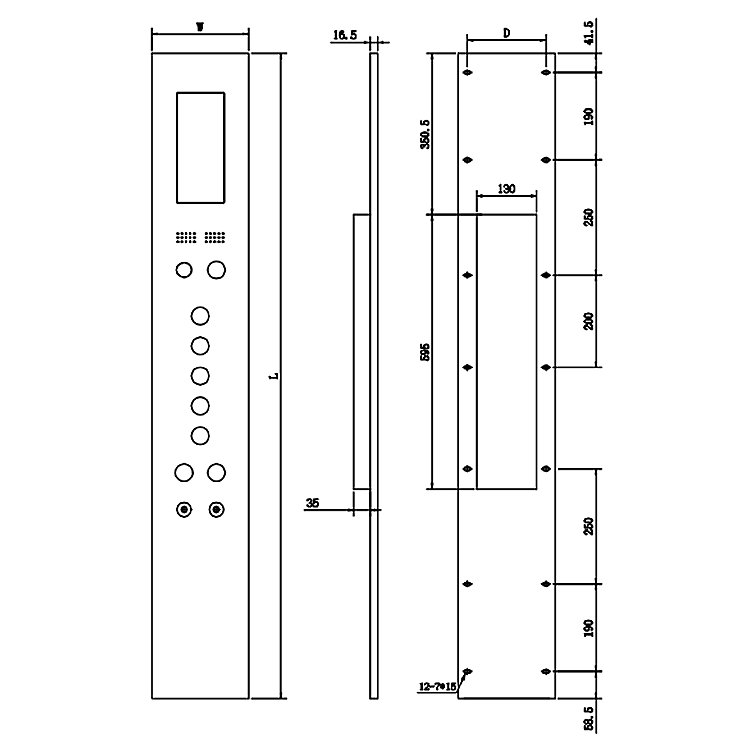 BCGAS002 Elevator Mirror Hairline Stainless Steel Type Car Operation Panel