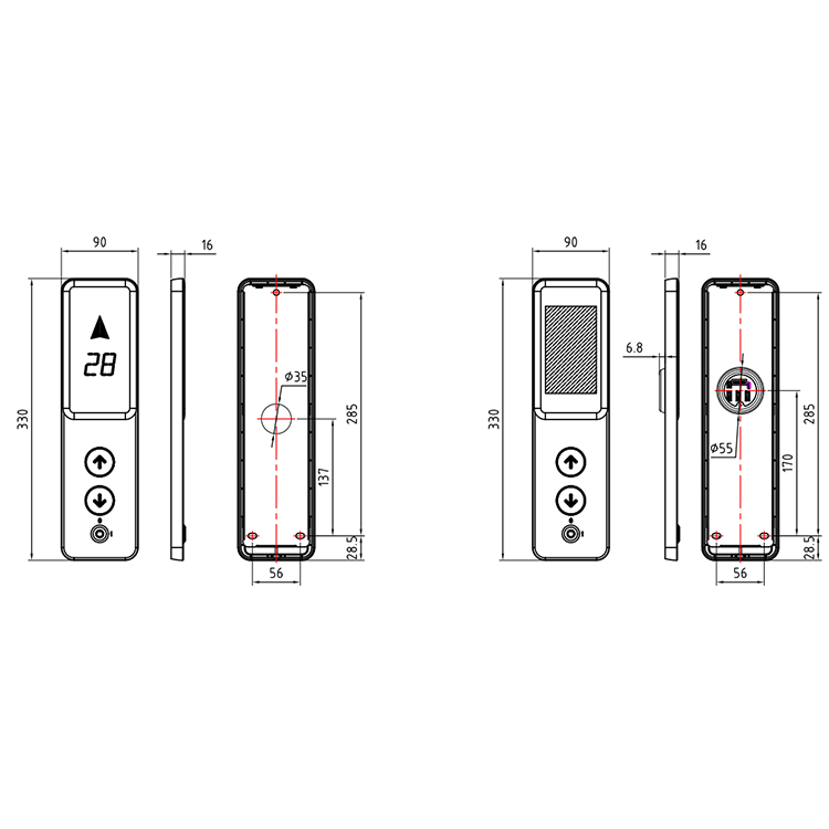 BXGFM027 Elevator Lop Hop Car Button Operation Panel With Round Push Button