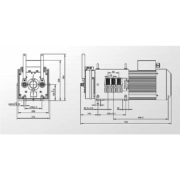 800kg Elevator Lift Grooved Belt Gearless Traction Machine