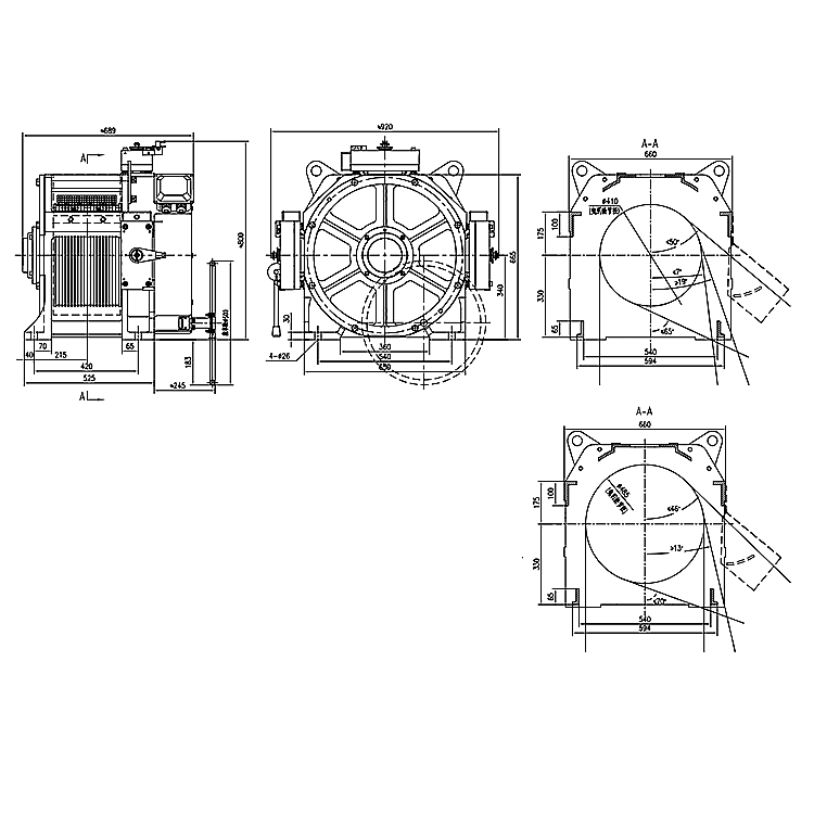 1000~2250 KG GTW10L Elevator Control Machine Elevator Motor Gearless Traction Machine