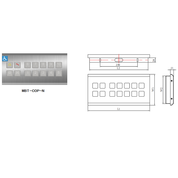 MBT-COP-N Stainless Steel Material Type Elevator Cop Car Operation Panel For Disabled