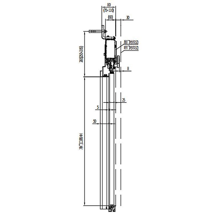 AF-OCM-106 Elevator 2-Leafs Center Opening Landing Door Device For Home Lifts Common Spring Type