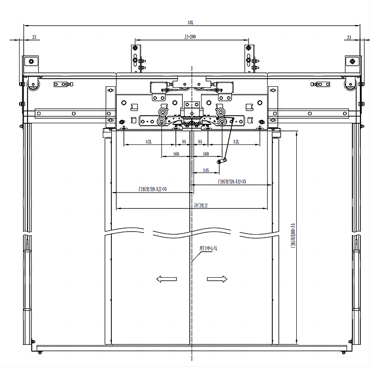 AF-OCM-120B Elevator 2-Leafs Center Opening Landing Door Device For High-speed Lifts