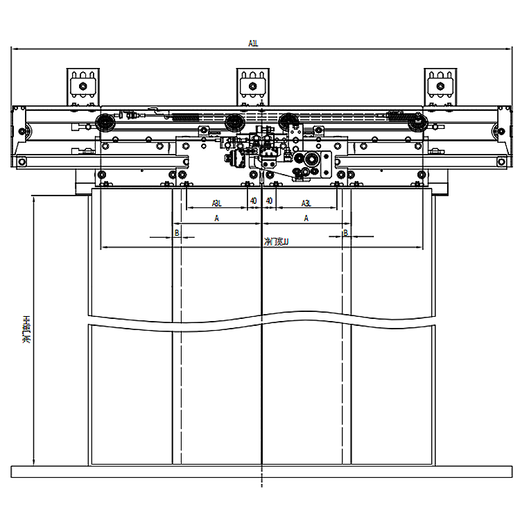 AF-OCM-206 Elevator 4-Leafs Center Opening Landing Door Device For Home lifts Common Spring Type