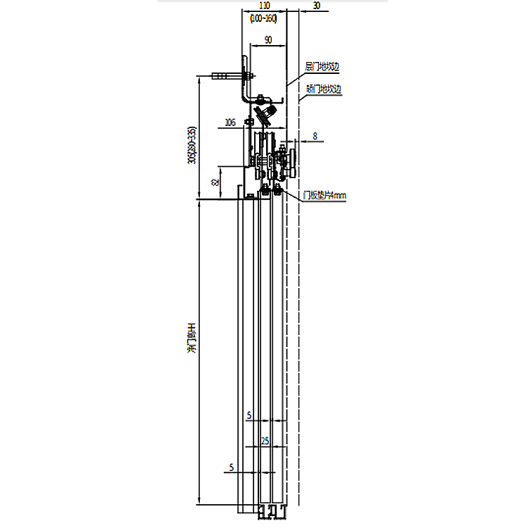 AF-OCM-206 Elevator 4-Leafs Center Opening Landing Door Device For Home lifts Common Spring Type