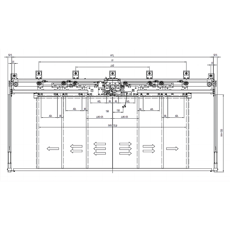 AF-OCM-302 Elevator 6-Leafs Center Opening Landing Door Device