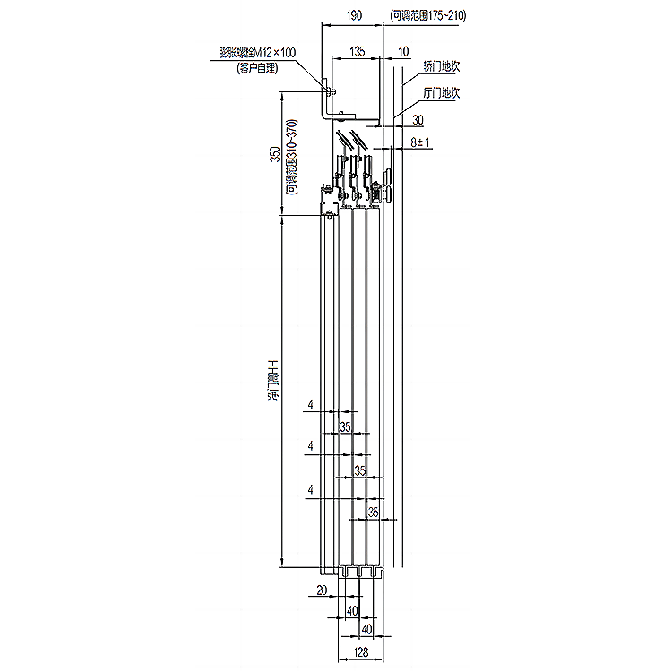 AF-OCM-302 Elevator 6-Leafs Center Opening Landing Door Device