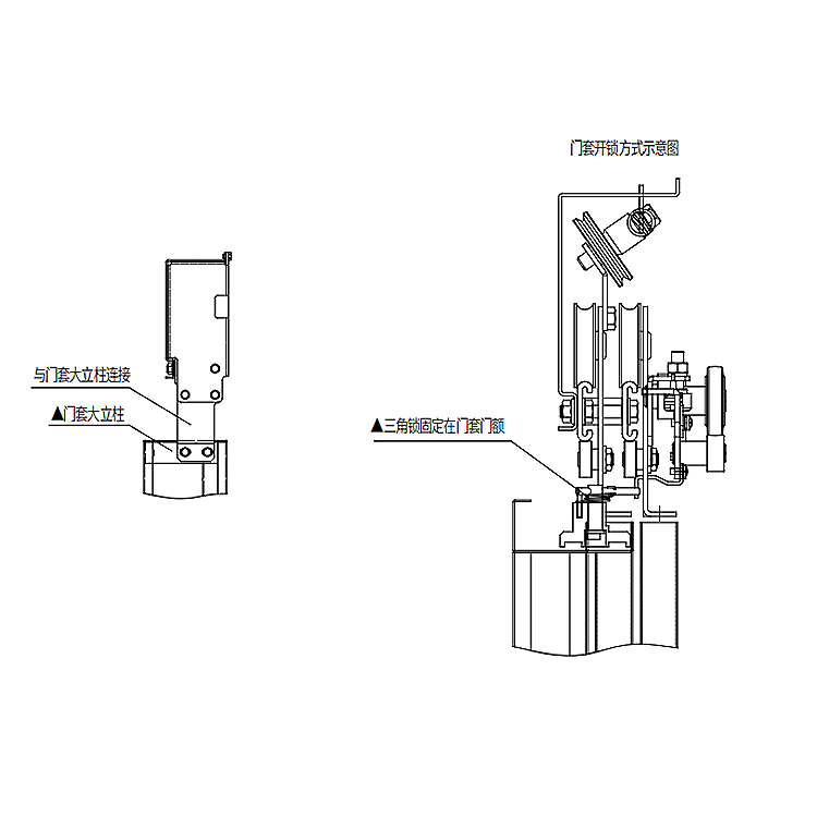 AF-OCM-506 Elevator 2-Leafs Side Opening Landing Door Device For Home Lifts Common Spring Type