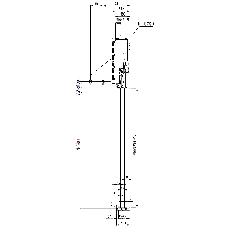 AF-OMJ-310A Elevator 6-Leafs Center Opening Permanent Magnet Door Operator Straight Beam Installation