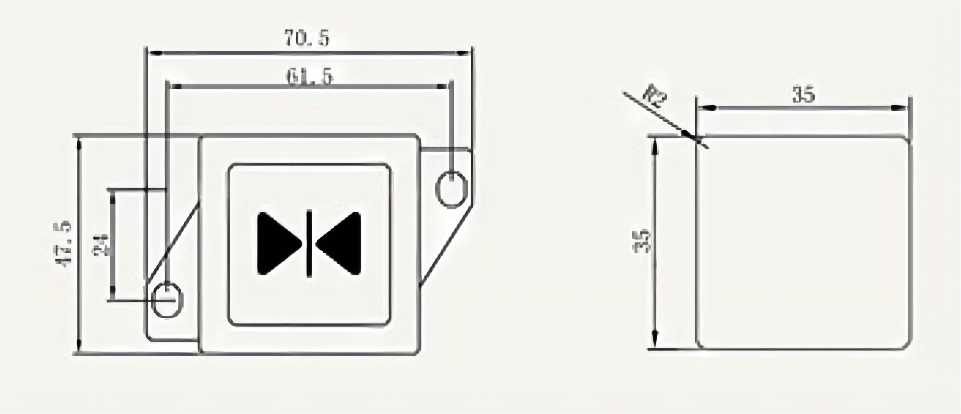 AF-PB66 Elevator Square Push Button 47.5*70.5mm