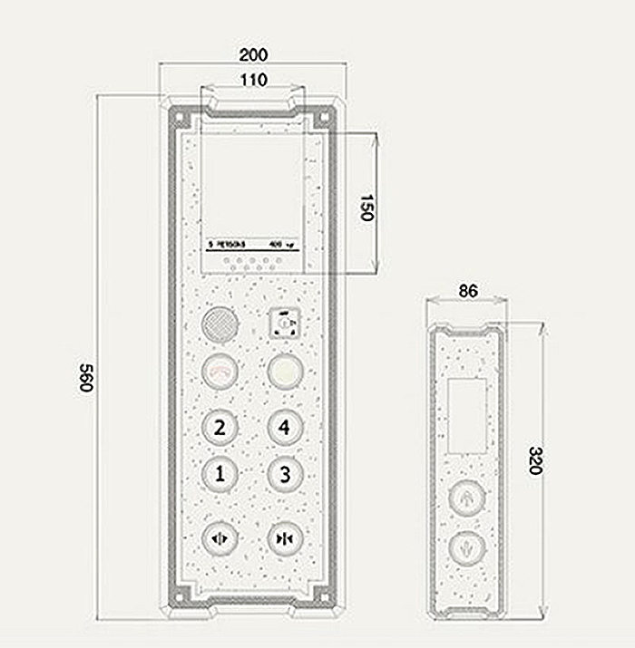 Elevator Mirror Stainless Steel Hop Cop 200*560mm 86*320mm