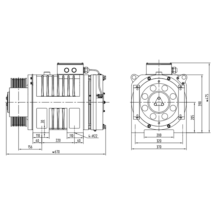 1150~1250KG ER2D Elevator Gearless Traction Mchine