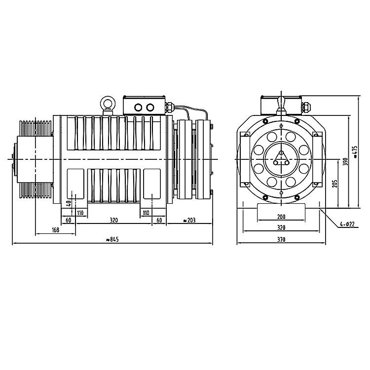 1350/1600KG ER3 Elevator Parts Traction Machine