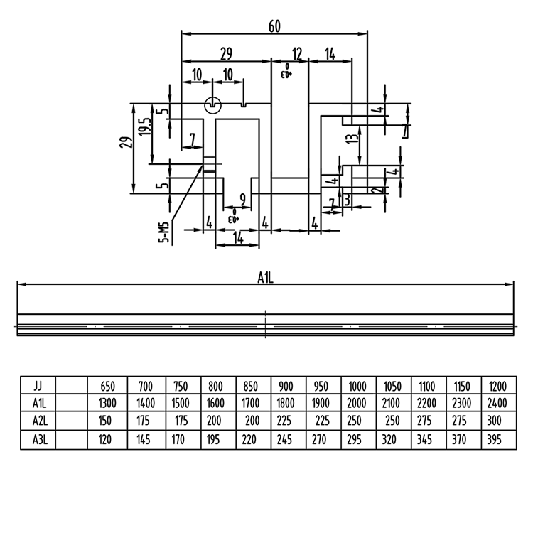 AF-A1066E100.12 Elevator Center Car Landing Door Aluminum Sill Module