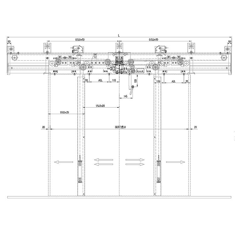 AF-OCM-05AX Elevator 4-Leafs Center Opening Landing Door Device 