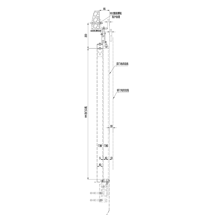 AF-OCM01-BA Elevator 2-Leafs Center Opening Landing Door Device Common Weight Type