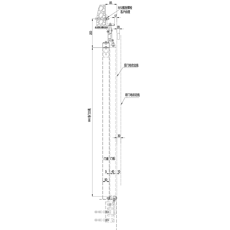 AF-OCM01-BM Elevator 2-Leafs Center Opening Landing Door Device Common Weight Side-Placed Type