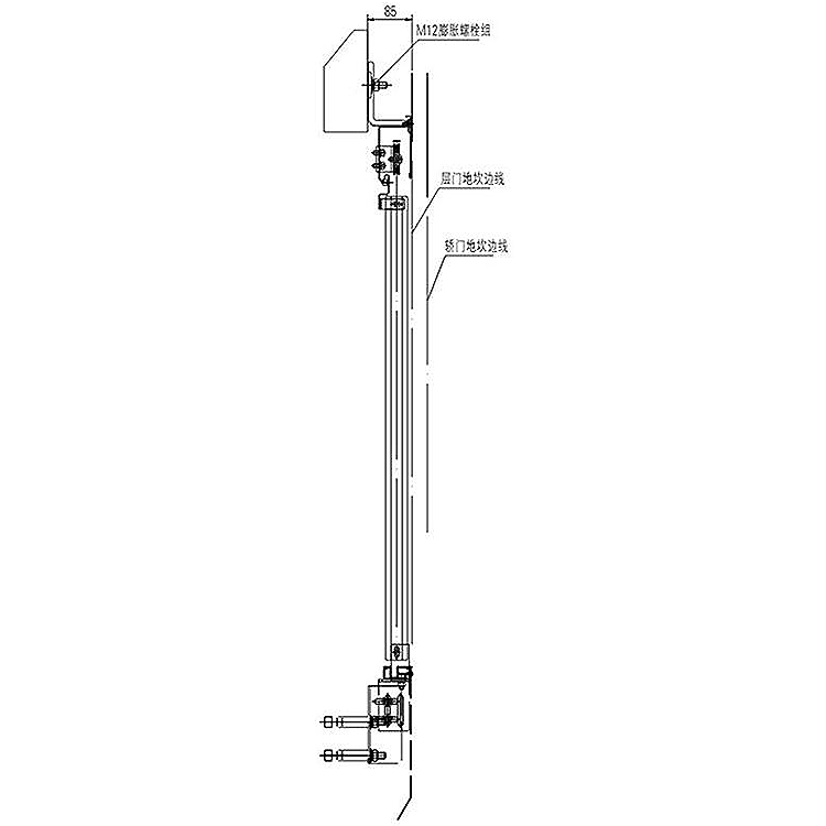 AF-OCM01-BW Elevator 2-Leafs Center Opening Landing Door Device Side Weight Type