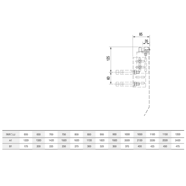 AF-OCM01-C Elevator 2-Leafs Center Opening Landing Door Device Common Spring Type