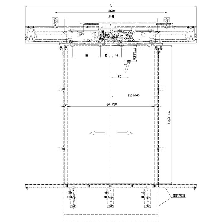 AF-OCM01-CD Elevator 2-Leafs Center Opening Landing Door Device Common Spring Type