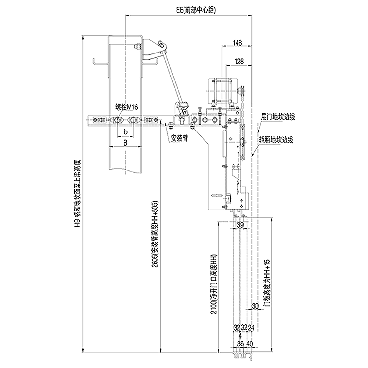 AF-OMJ-02X Elevator 2-Leafs Side Opening VVVF Asynchronous Door Operator Straight Beam Installation