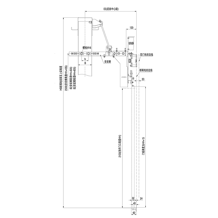 AF-OMJ-11XB /12XB Elevator 2-Leafs Center Opening Permanent Magnet Asynchronous Door Operator Straight Beam Installation