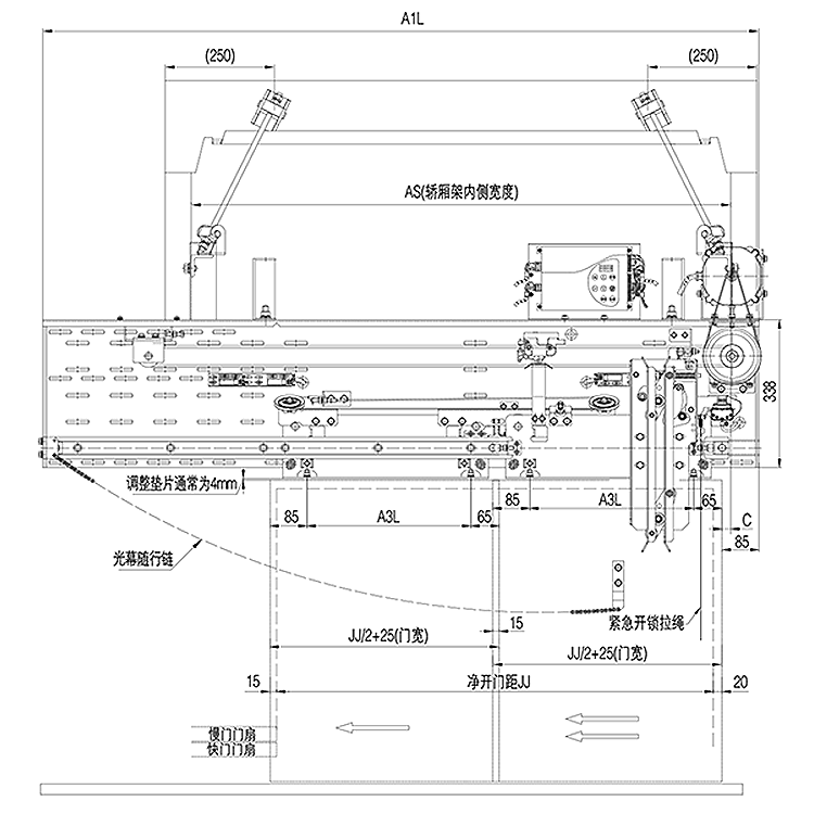 AF-OMJ-501A Elevator 2-Leafs Side Opening VVVF Synchronous Door Operator Car Top Installation